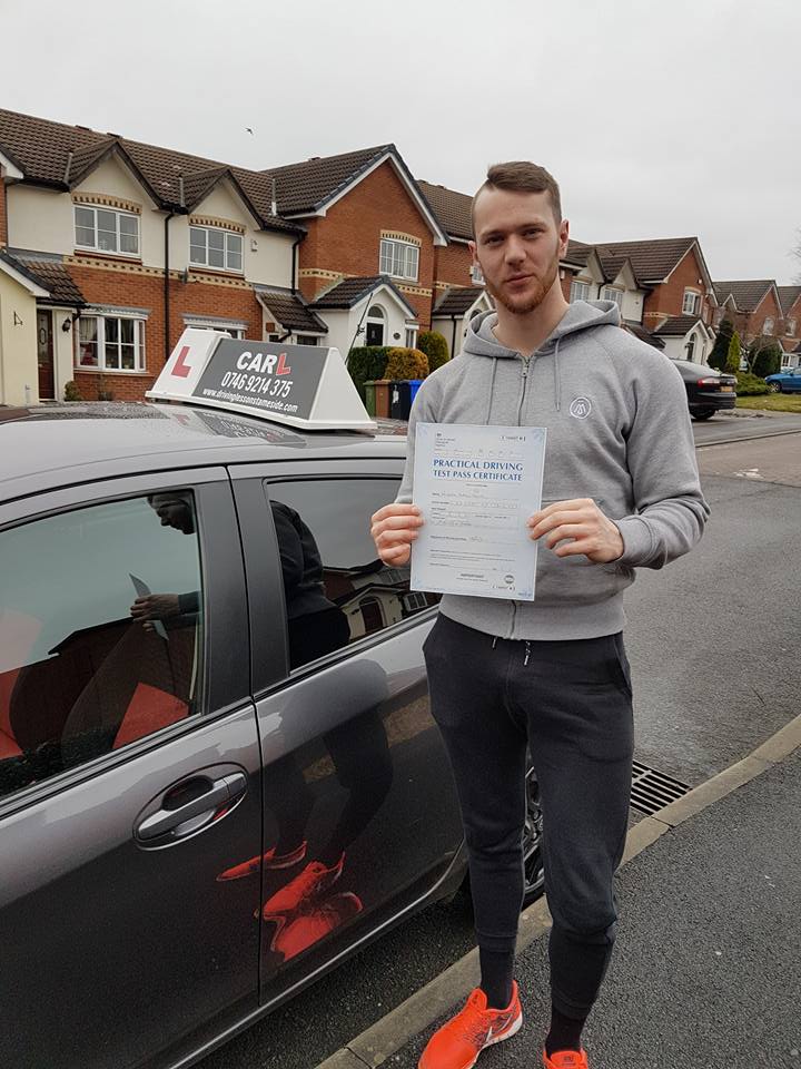 Craig passed his test first time with zero faults in Ashton